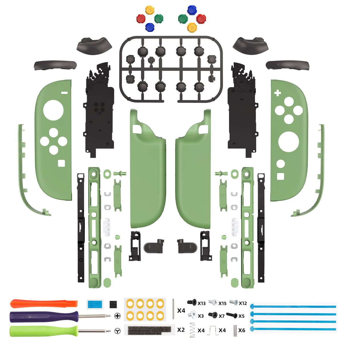 eXtremeRate DIY Replacement Full Set Shell Case with Buttons for Joycon 2 of Nintendo Switch 2 - Deluxe Version - Matcha Green