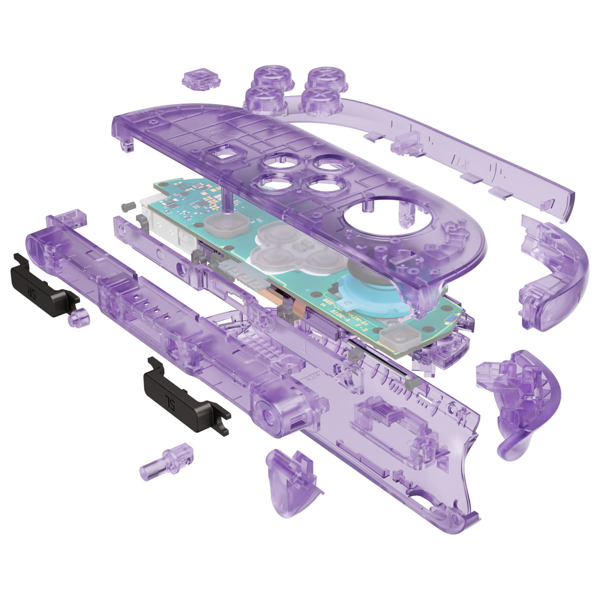 eXtremeRate DIY Replacement Full Set Shell Case with Buttons for Joycon 2 of Nintendo Switch 2 - Deluxe Version - Clear Atomic Purple