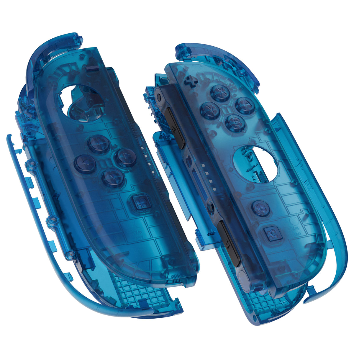 eXtremeRate DIY Replacement Full Set Shell Case with Buttons for Joycon 2 of Nintendo Switch 2 - Deluxe Version - Clear Blue