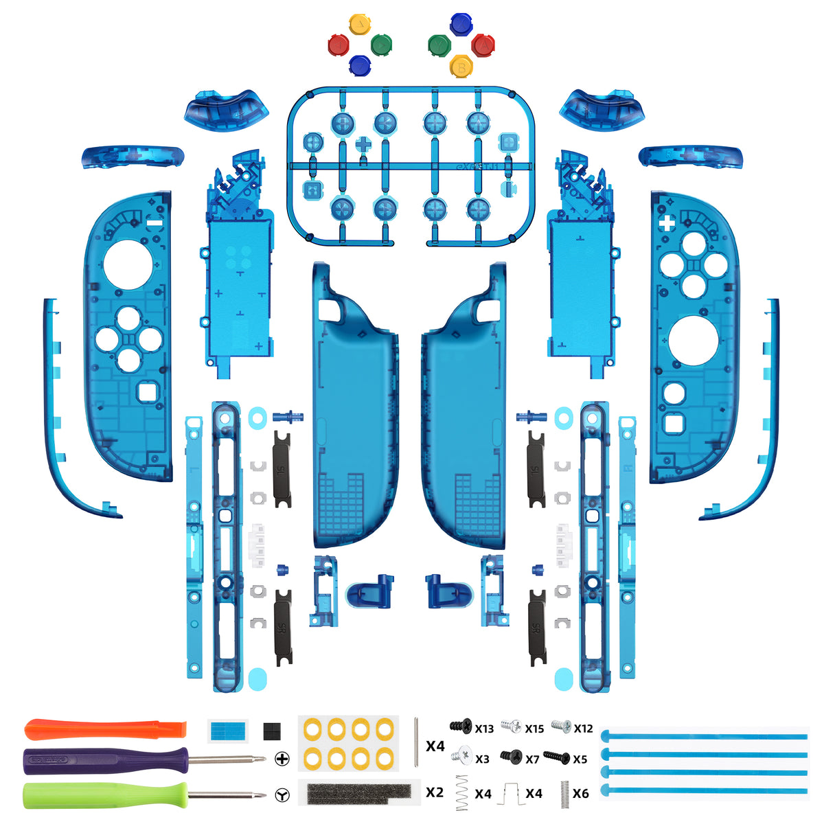 eXtremeRate DIY Replacement Full Set Shell Case with Buttons for Joycon 2 of Nintendo Switch 2 - Deluxe Version - Clear Blue