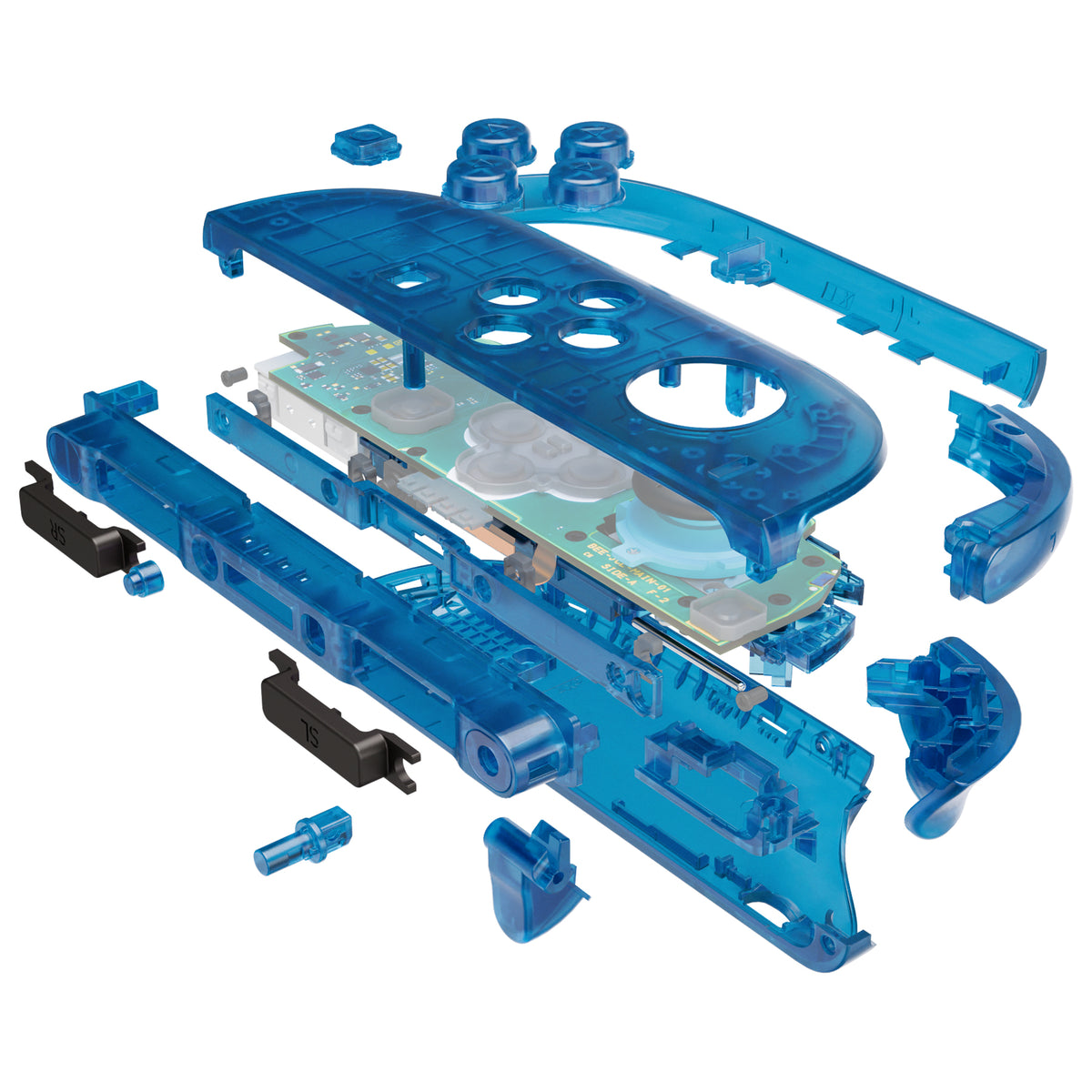 eXtremeRate DIY Replacement Full Set Shell Case with Buttons for Joycon 2 of Nintendo Switch 2 - Deluxe Version - Clear Blue