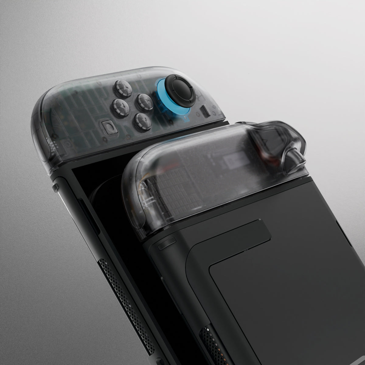 eXtremeRate DIY Replacement Full Set Shell Case with Buttons for Joycon 2 of Nintendo Switch 2 - Deluxe Version - Clear Slate Black
