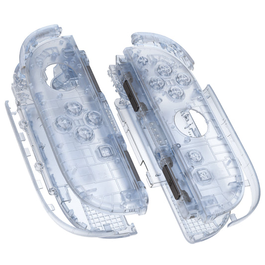 eXtremeRate DIY Replacement Full Set Shell Case with Buttons for Joycon 2 of Nintendo Switch 2 - Deluxe Version - Clear Glacier Blue