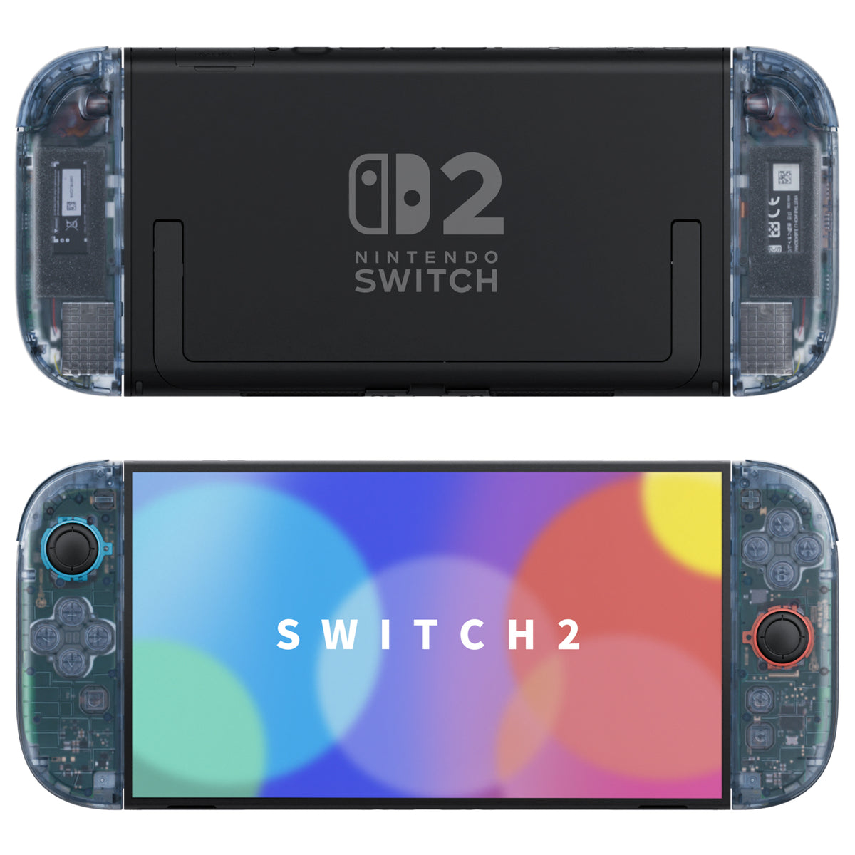 eXtremeRate DIY Replacement Full Set Shell Case with Buttons for Joycon 2 of Nintendo Switch 2 - Deluxe Version - Clear Glacier Blue