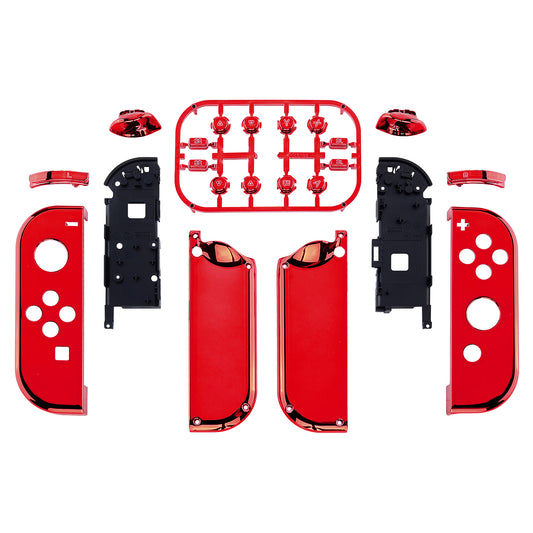 eXtremeRate Replacement Full Set Shell Case with Buttons for Joycon of NS Switch - Chrome Red