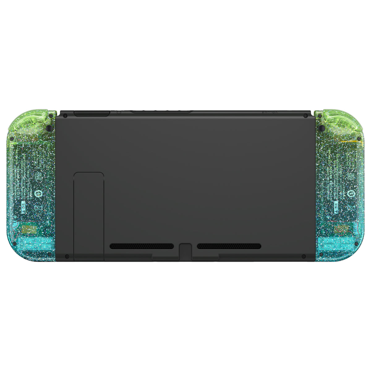 eXtremeRate Replacement Full Set Shell Case with Buttons for Joycon of NS Switch - Glitter Gradient Translucent Green Blue
