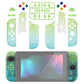 eXtremeRate Replacement Full Set Shell Case with Buttons for Joycon of NS Switch - Glitter Gradient Translucent Green Blue