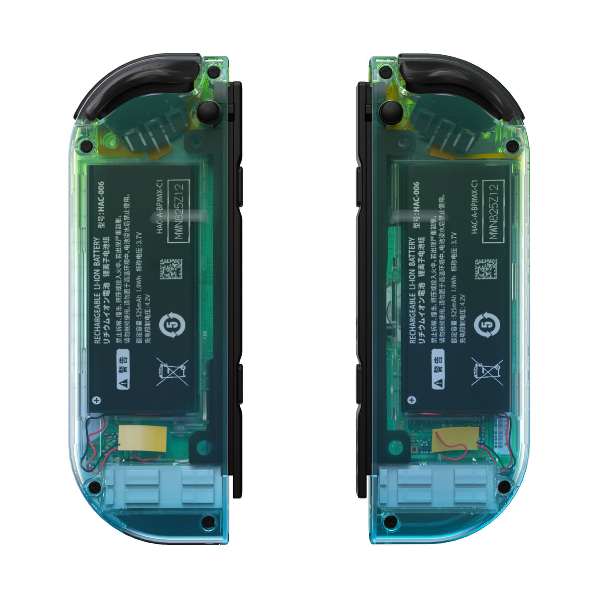 eXtremeRate Replacement Full Set Shell Case with Buttons for Joycon of NS Switch - Gradient Translucent Green Blue