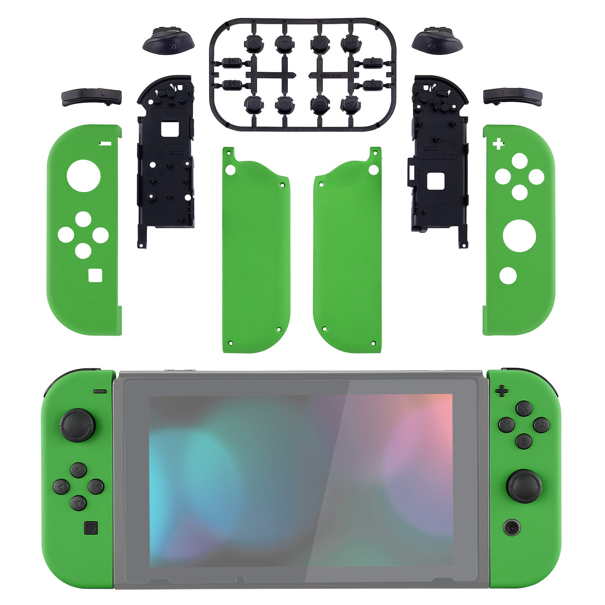 eXtremeRate Replacement Full Set Shell Case with Buttons for Joycon of NS Switch - Green