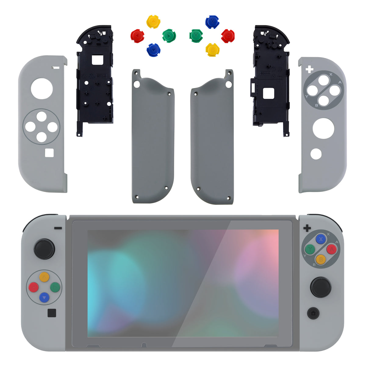 eXtremeRate Replacement Full Set Shell Case with Buttons for Joycon of NS Switch - SFC SNES Classic EU Style