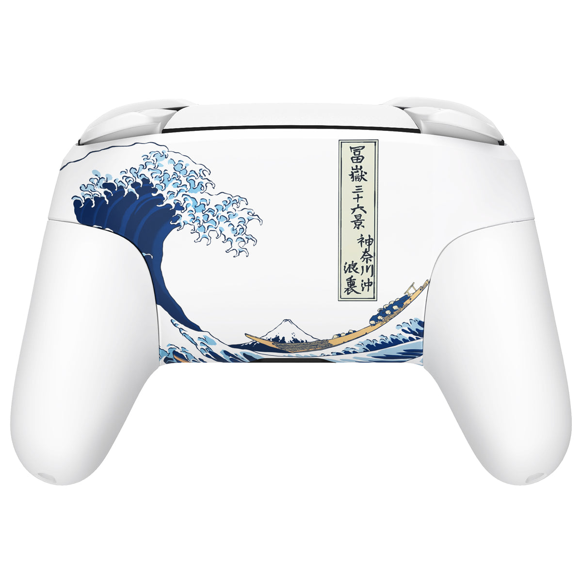 eXtremeRate Replacement Full Set Shell Faceplate Backplate Handles with Button Kit for Nintendo Switch Pro - The Great Wave Off Kanagawa