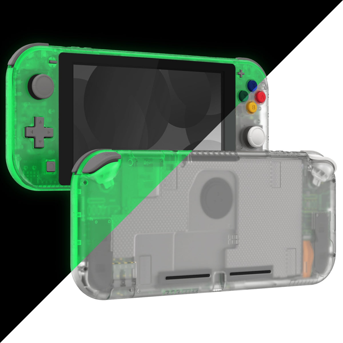eXtremeRate Replacement Full Set Shells with ABXY Buttons & Screen Protector for Nintendo Switch Lite - Glow in Dark - Green eXtremeRate