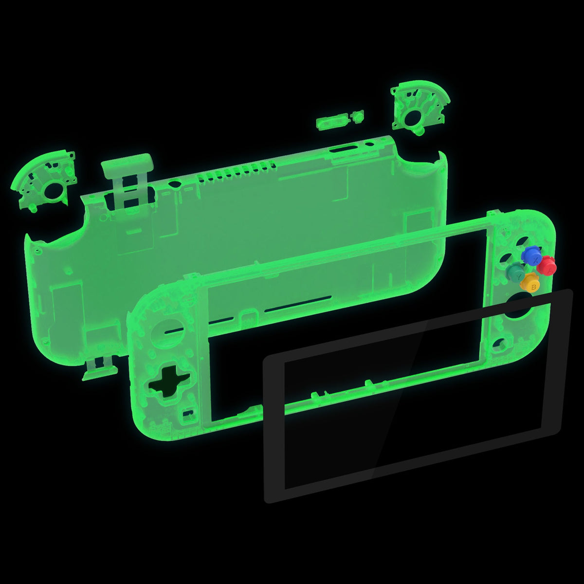 eXtremeRate Replacement Full Set Shells with ABXY Buttons & Screen Protector for Nintendo Switch Lite - Glow in Dark - Green eXtremeRate
