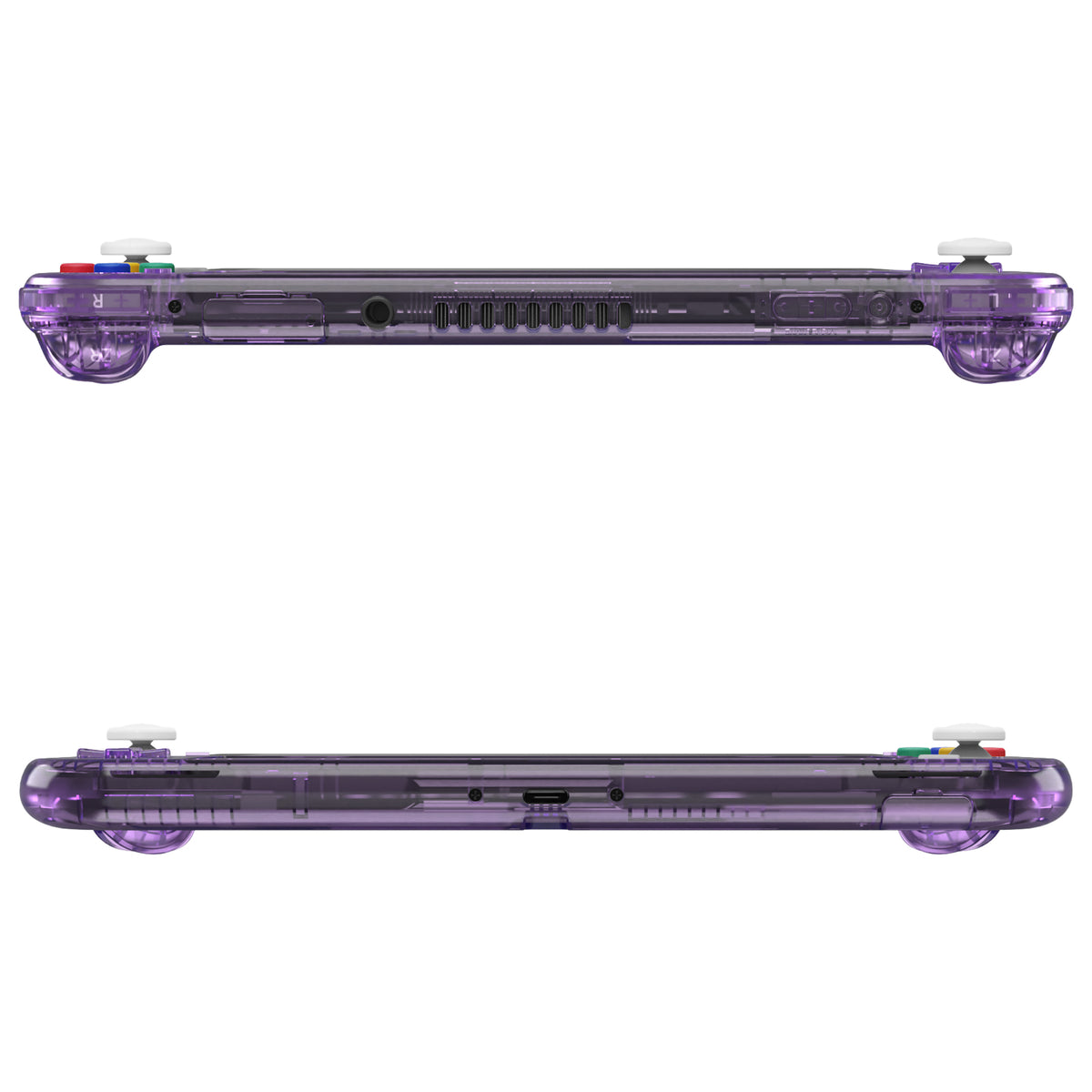 eXtremeRate Replacement Full Set Shells with Button Kit & Screen Protector for Nintendo Switch Lite - Crystal Clear Atomic Purple