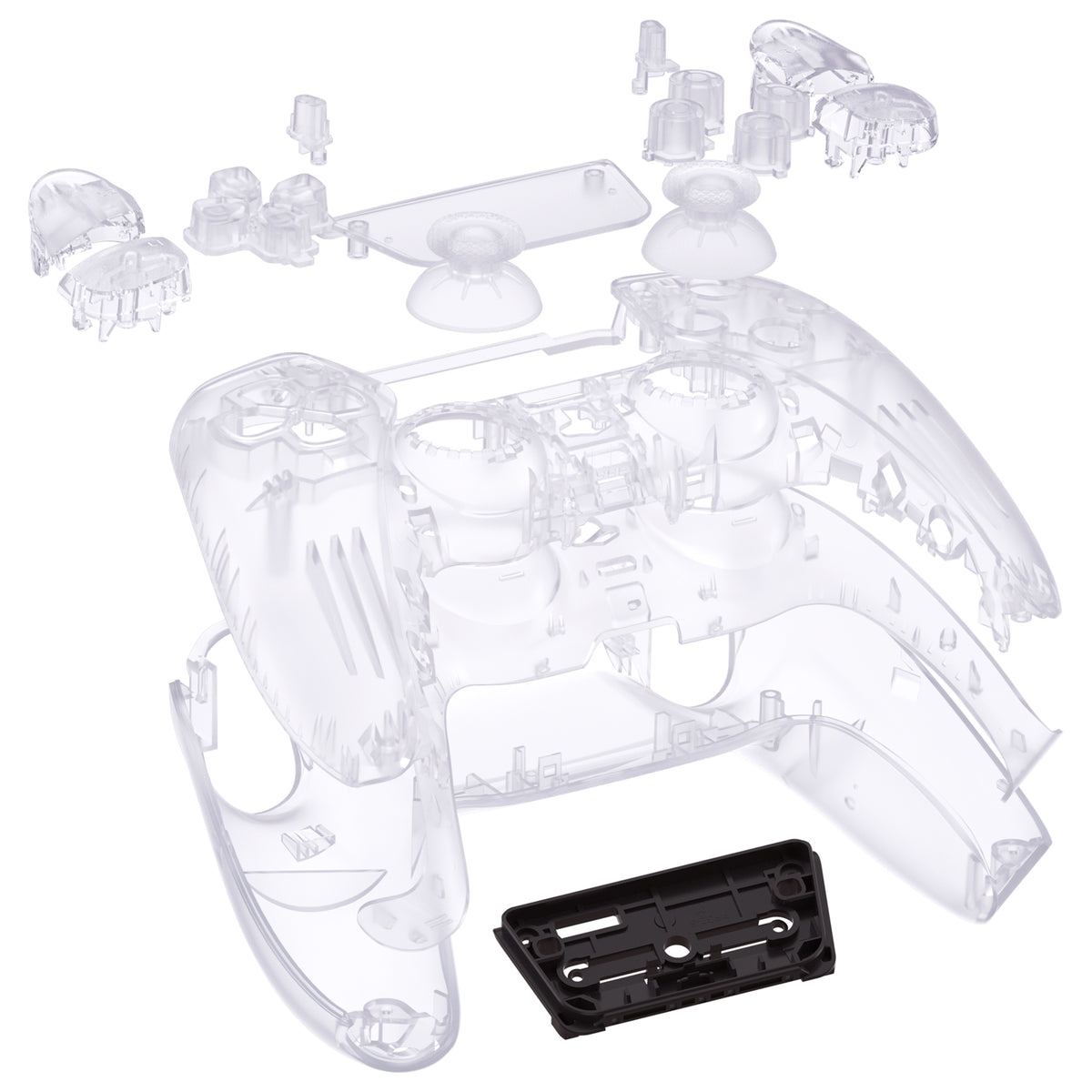 eXtremeRate Replacement Full Set Shells with Buttons Compatible with PS5 Controller BDM-010/020 - Clear