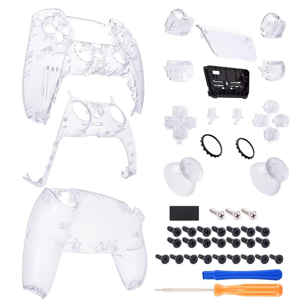 eXtremeRate Replacement Full Set Shells with Buttons Compatible with PS5 Controller BDM-010/020 - Clear