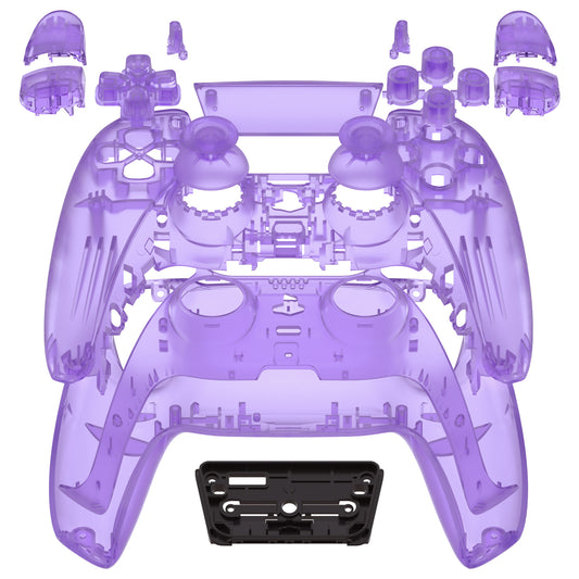 eXtremeRate Replacement Full Set Shells with Buttons Compatible with PS5 Controller BDM-010/020 - Clear Atomic Purple