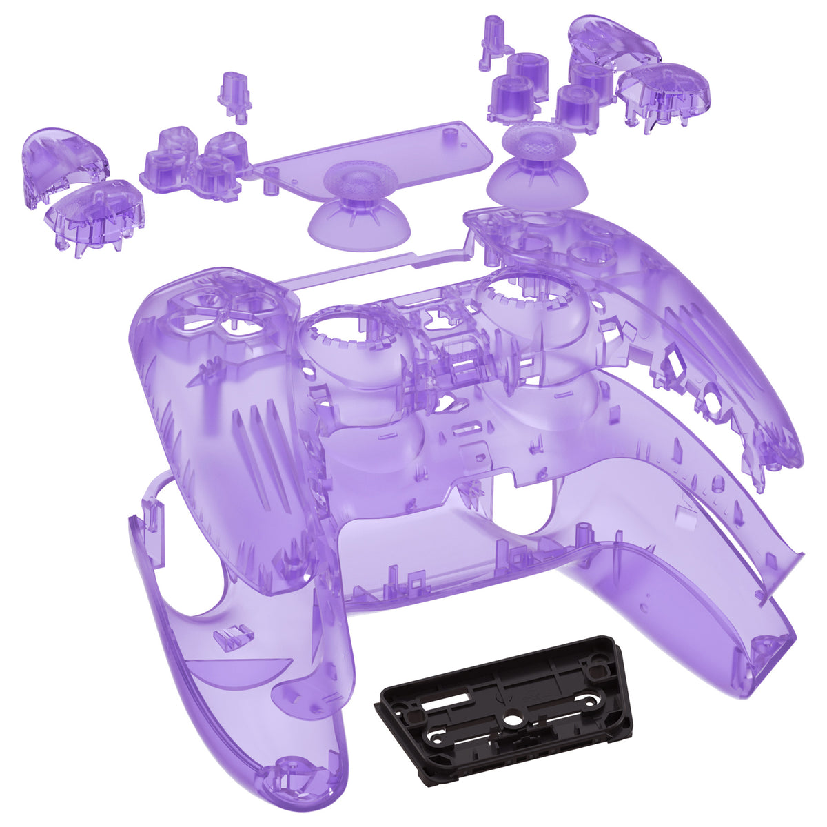 eXtremeRate Replacement Full Set Shells with Buttons Compatible with PS5 Controller BDM-010/020 - Clear Atomic Purple