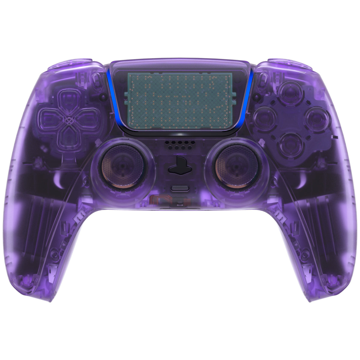 eXtremeRate Replacement Full Set Shells with Buttons Compatible with PS5 Controller BDM-030/040/050 - Clear Atomic Purple