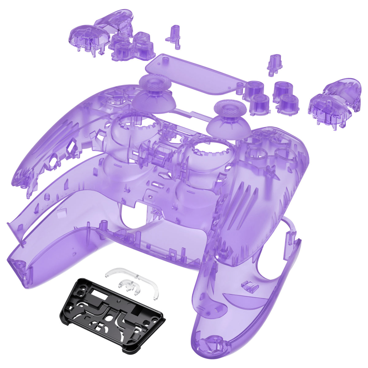 eXtremeRate Replacement Full Set Shells with Buttons Compatible with PS5 Controller BDM-030/040/050 - Clear Atomic Purple