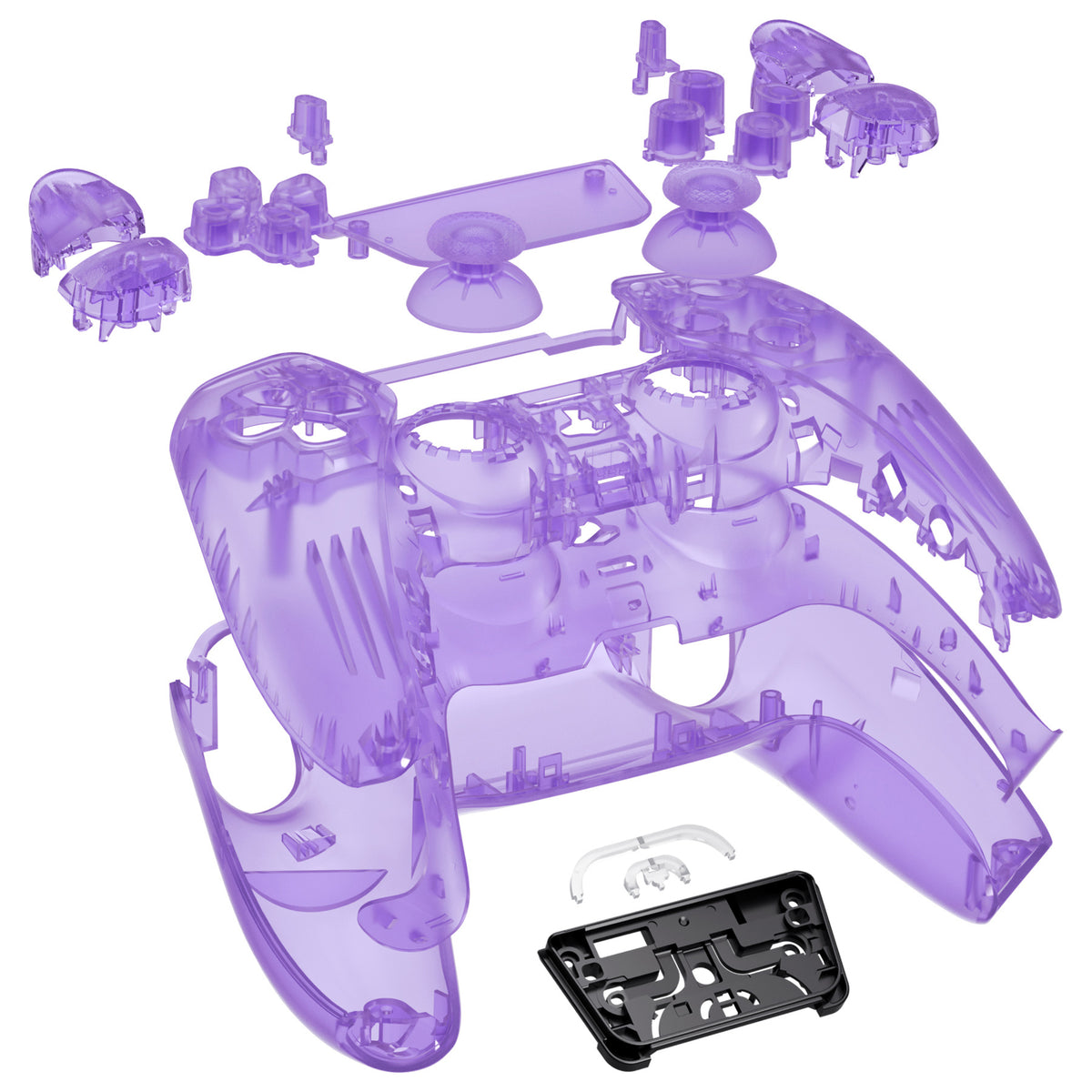 eXtremeRate Replacement Full Set Shells with Buttons Compatible with PS5 Controller BDM-030/040/050 - Clear Atomic Purple