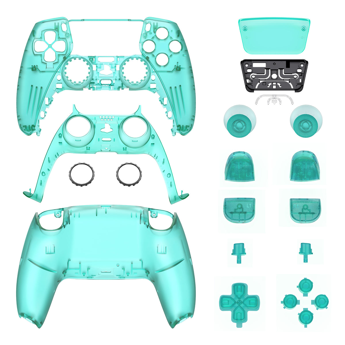 eXtremeRate Replacement Full Set Shells with Buttons Compatible with PS5 Controller BDM-030/040/050 - Emerald Green