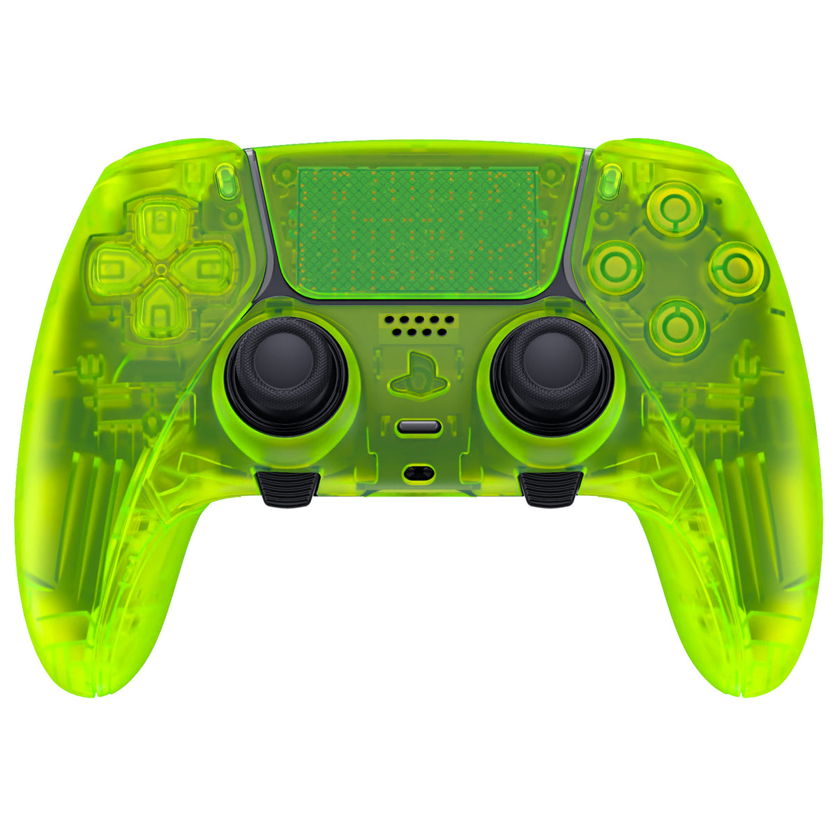 eXtremeRate Replacement Full Set Shells with Buttons Compatible with PS5 Edge Controller - Clear Lime Green