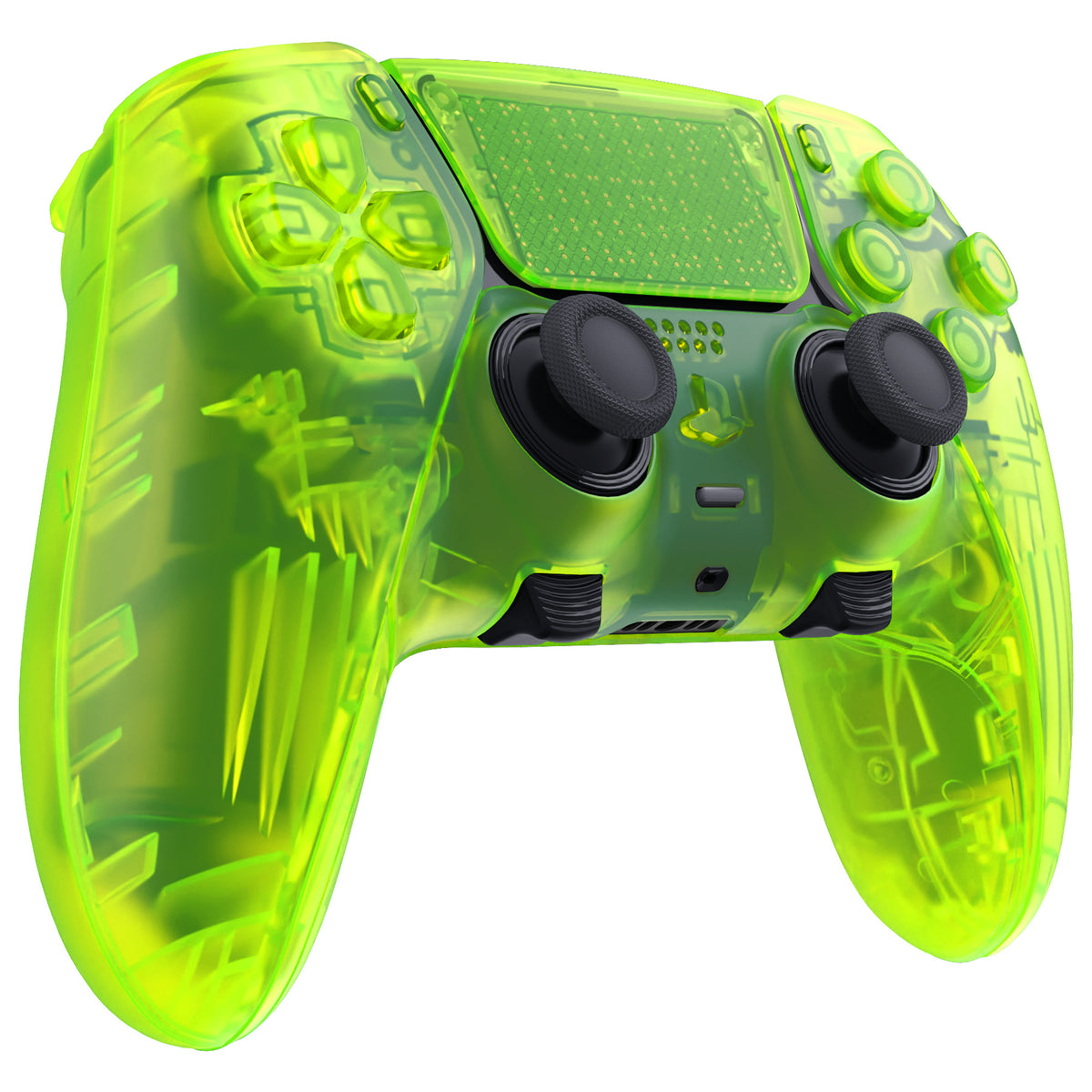eXtremeRate Replacement Full Set Shells with Buttons Compatible with PS5 Edge Controller - Clear Lime Green
