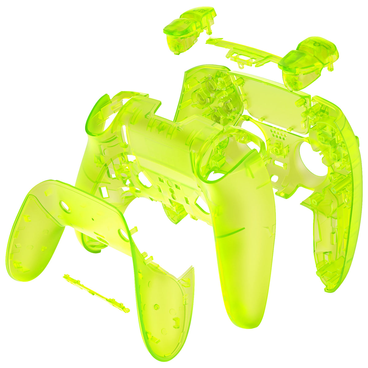 eXtremeRate Replacement Full Set Shells with Buttons Compatible with PS5 Edge Controller - Clear Lime Green