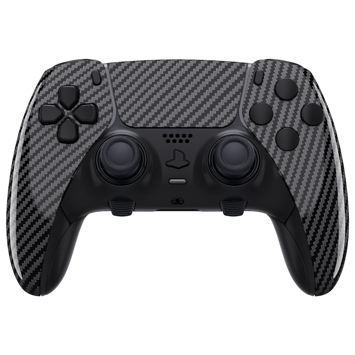 eXtremeRate Replacement Full Set Shells with Buttons Compatible with PS5 Edge Controller - Graphite Carbon Fiber