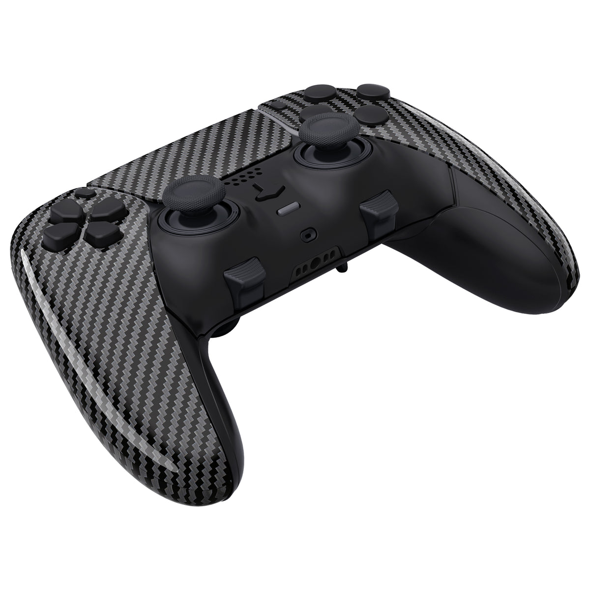 eXtremeRate Replacement Full Set Shells with Buttons Compatible with PS5 Edge Controller - Graphite Carbon Fiber