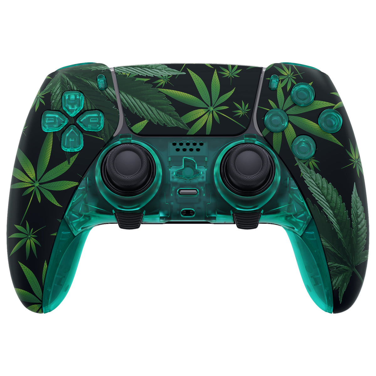 eXtremeRate Replacement Full Set Shells with Buttons Compatible with PS5 Edge Controller - Green Weeds