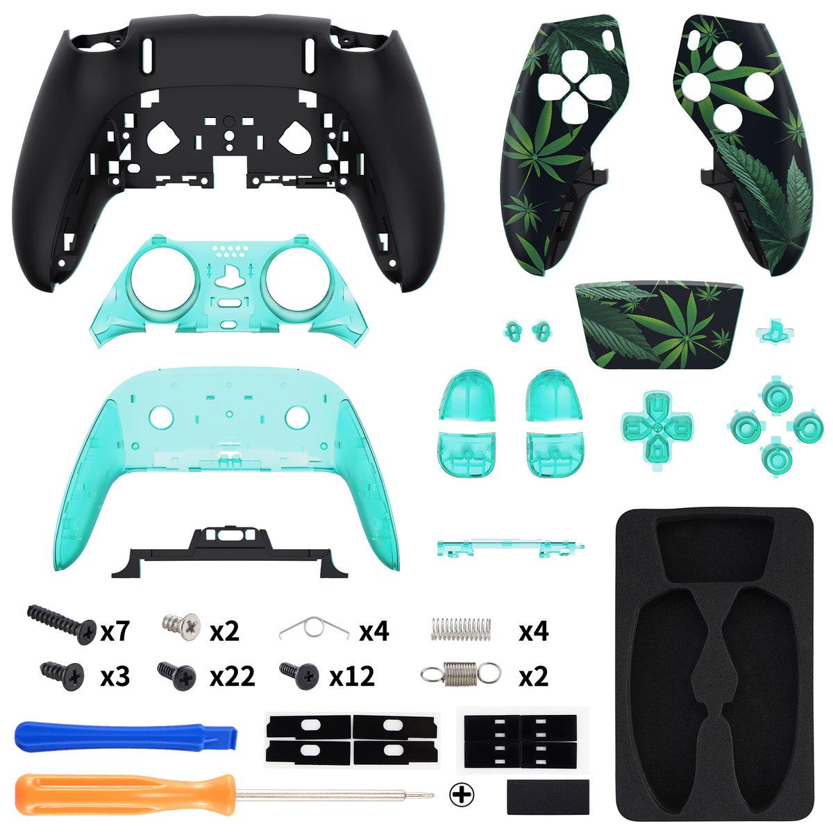 eXtremeRate Replacement Full Set Shells with Buttons Compatible with PS5 Edge Controller - Green Weeds