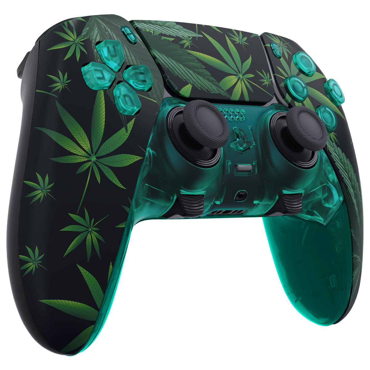 eXtremeRate Replacement Full Set Shells with Buttons Compatible with PS5 Edge Controller - Green Weeds