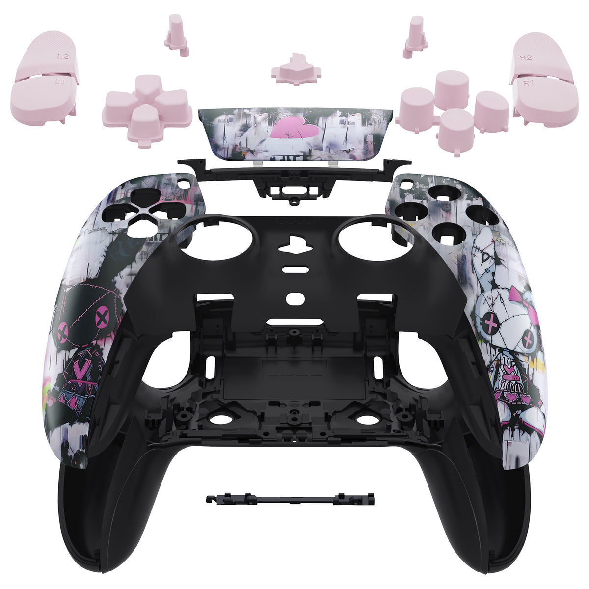eXtremeRate Replacement Full Set Shells with Buttons Compatible with PS5 Edge Controller - Lovely Punky Bunny