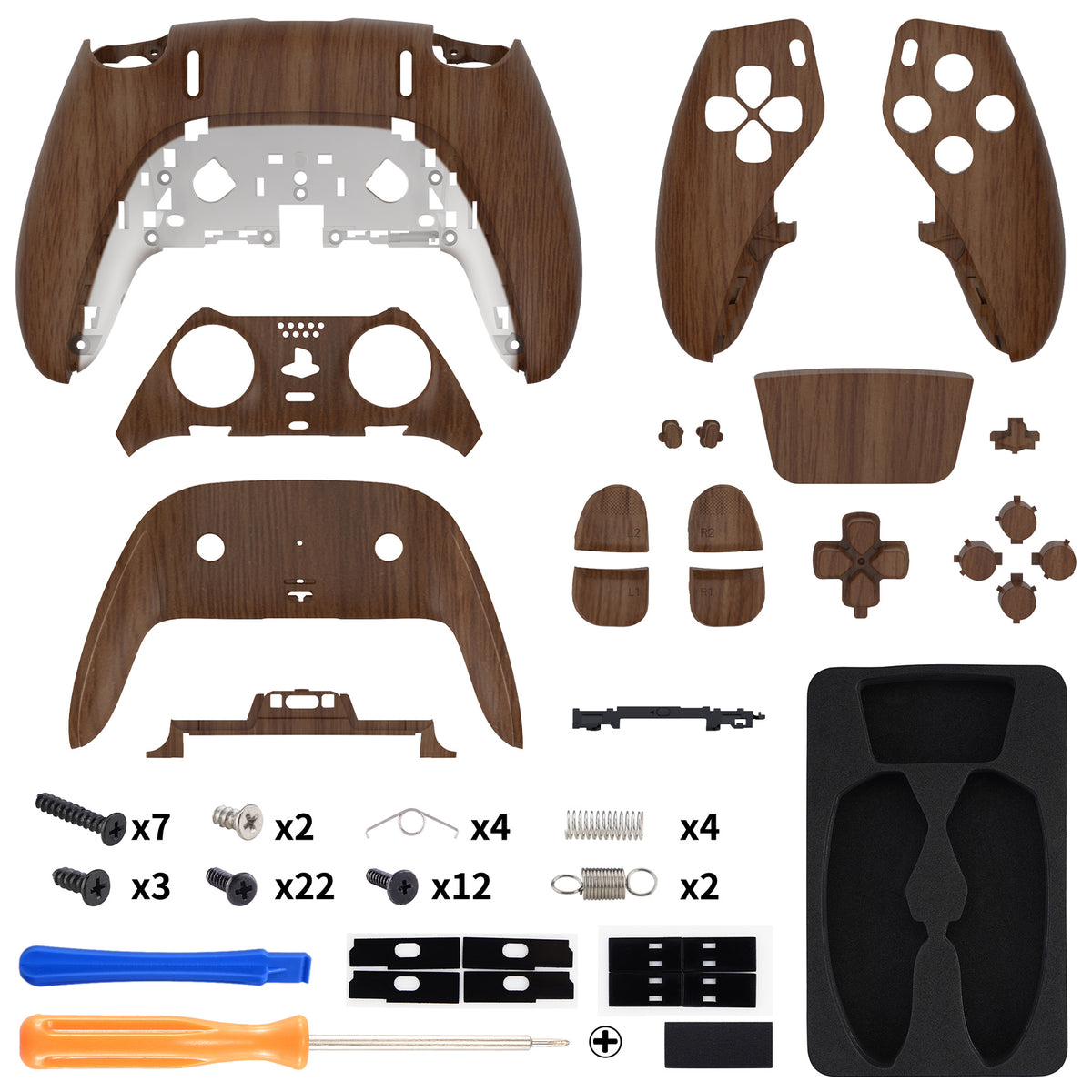 eXtremeRate Replacement Full Set Shells with Buttons Compatible with PS5 Edge Controller - Wood Grain