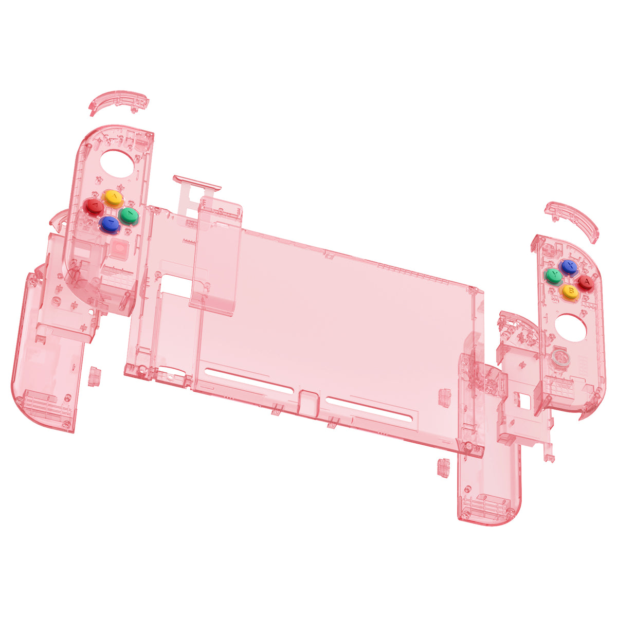 eXtremeRate Replacement Full Set Shells with Buttons for Nintendo Switch - Crystal Cherry Pink