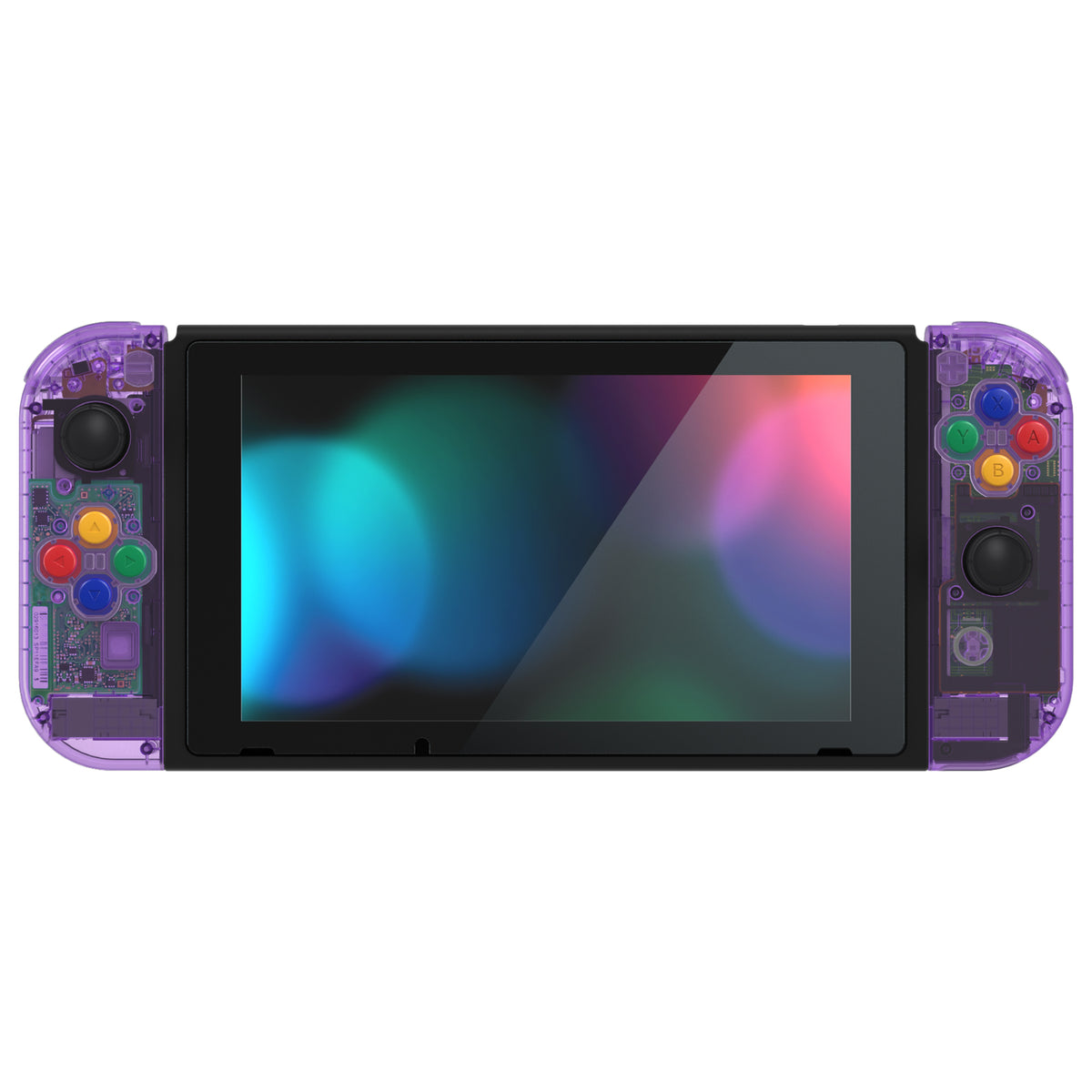 eXtremeRate Replacement Full Set Shells with Buttons for Nintendo Switch - Crystal Clear Atomic Purple eXtremeRate