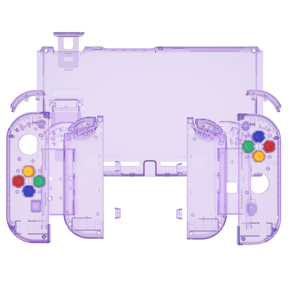 eXtremeRate Replacement Full Set Shells with Buttons for Nintendo Switch - Crystal Clear Atomic Purple eXtremeRate