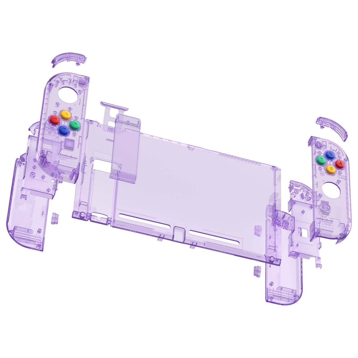 eXtremeRate Replacement Full Set Shells with Buttons for Nintendo Switch - Crystal Clear Atomic Purple eXtremeRate