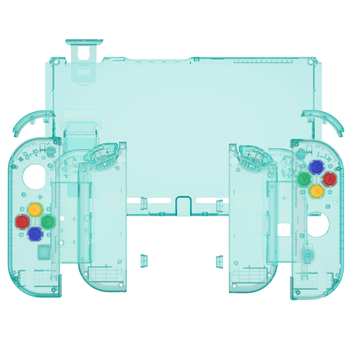 eXtremeRate Replacement Full Set Shells with Buttons for Nintendo Switch - Crystal Emerald Green