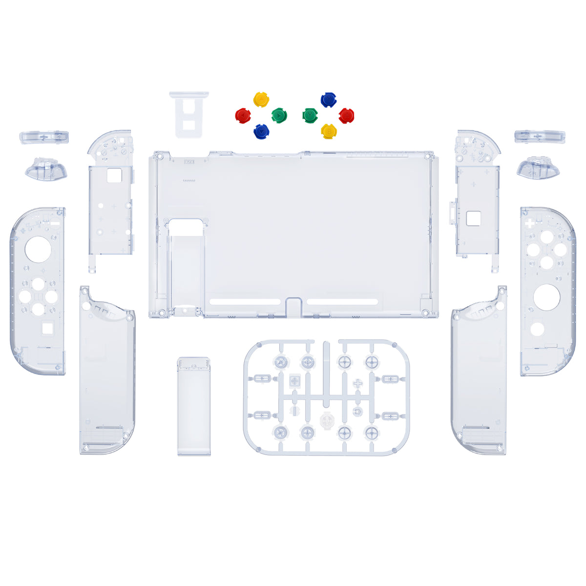 eXtremeRate Replacement Full Set Shells with Buttons for Nintendo Switch - Crystal Clear Glacier Blue