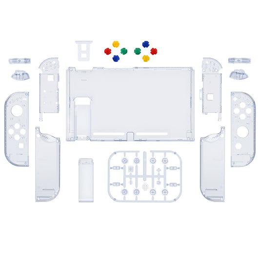 eXtremeRate Replacement Full Set Shells with Buttons for Nintendo Switch - Crystal Clear Glacier Blue