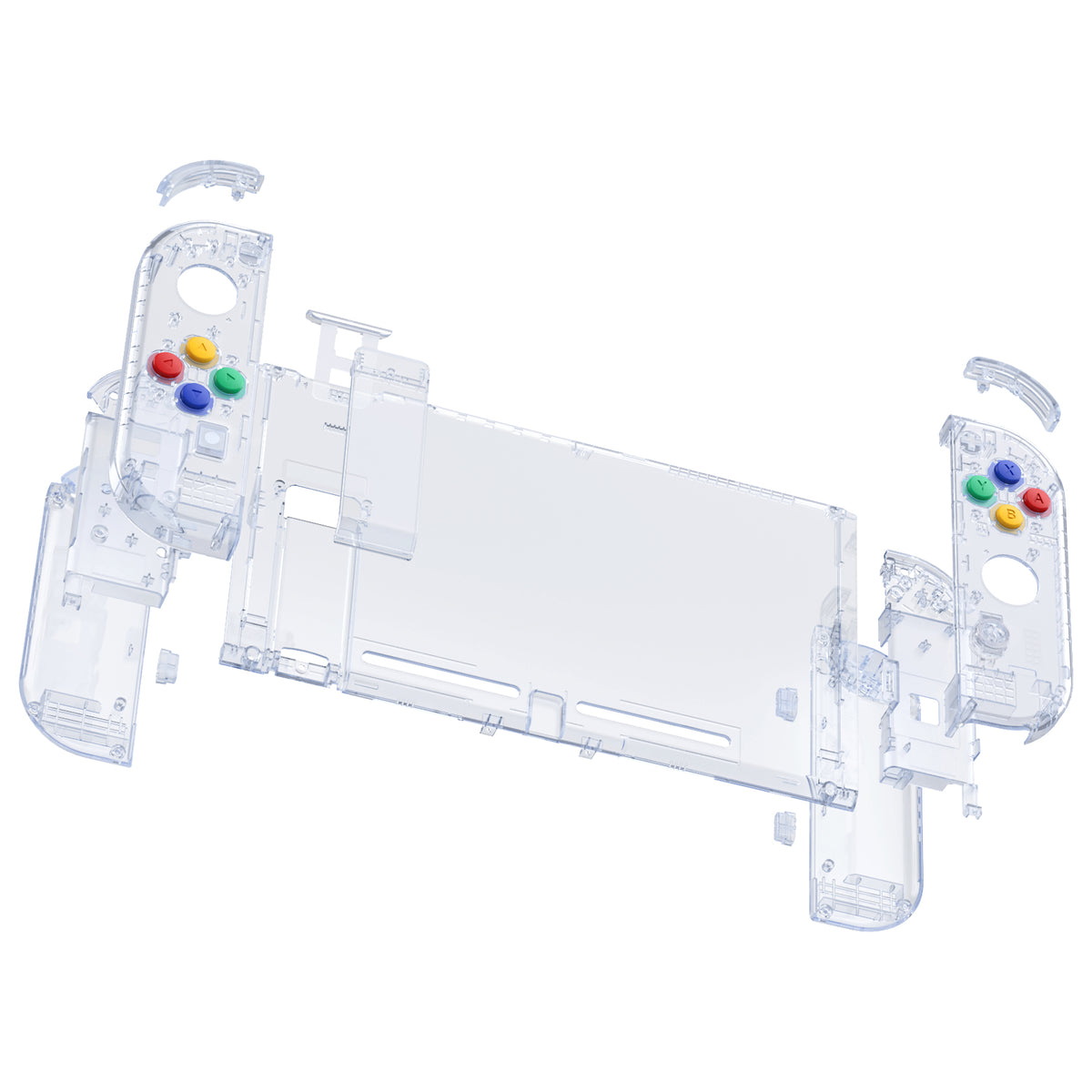 eXtremeRate Replacement Full Set Shells with Buttons for Nintendo Switch - Crystal Clear Glacier Blue