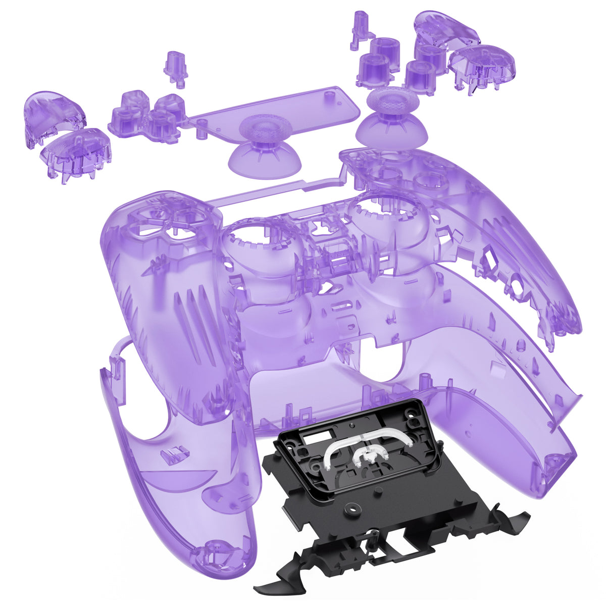 eXtremeRate Replacement Full Set Shells with Buttons Compatible with PS5 Controller BDM-030/040/050/060 - Clear Atomic Purple