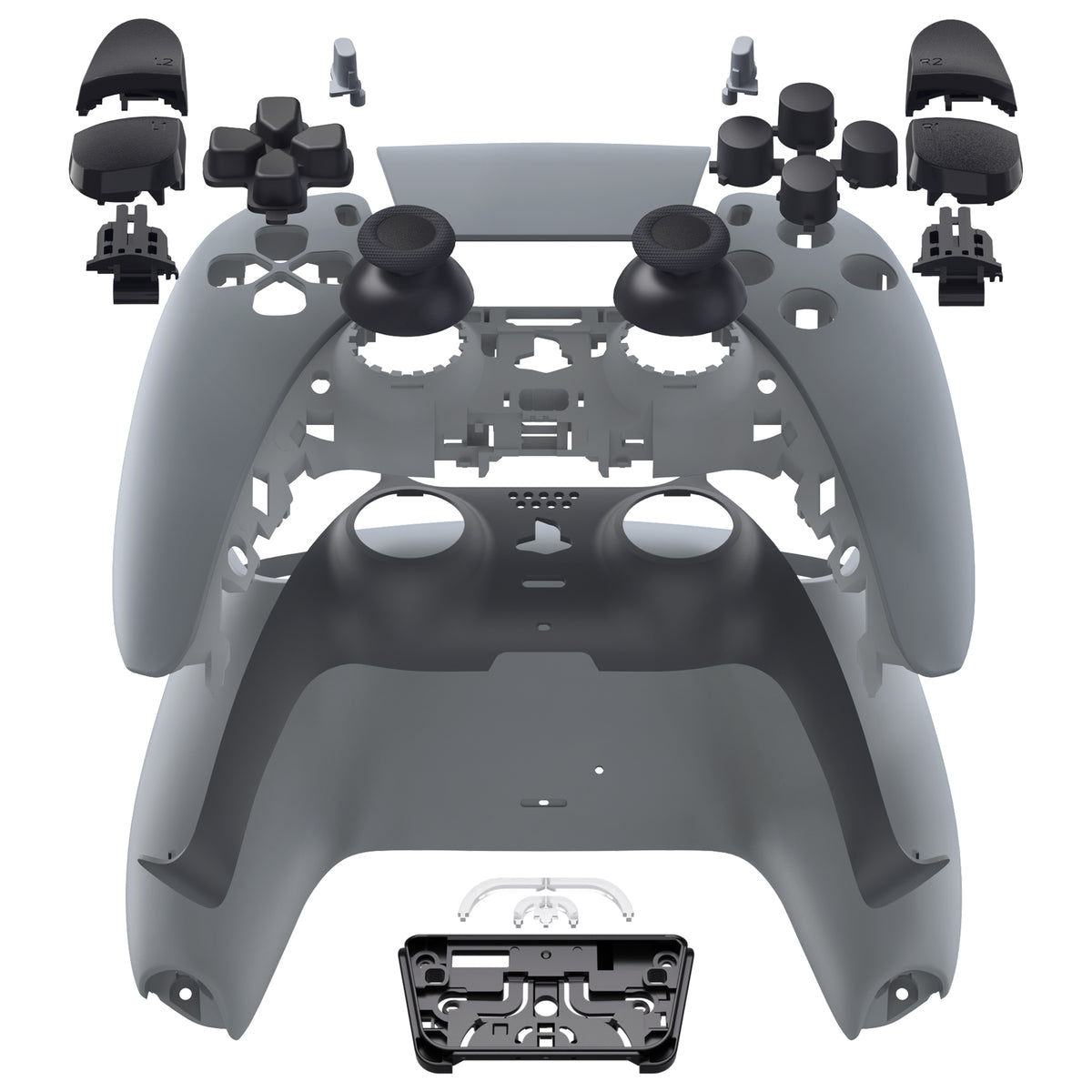 eXtremeRate Replacement Full Set Shells with Buttons Compatible with PS5 Controller BDM-030/040/050 - New Hope Gray