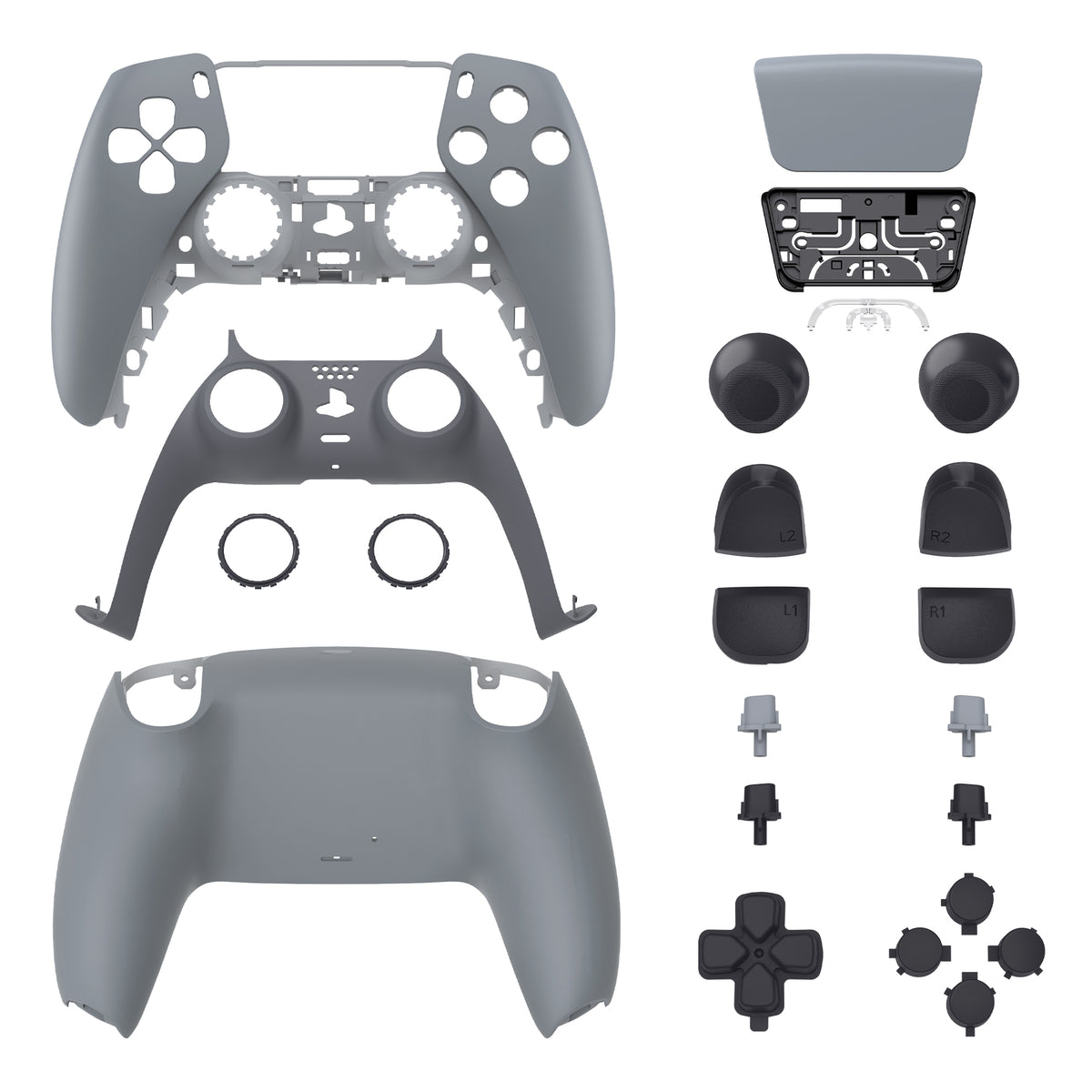 eXtremeRate Replacement Full Set Shells with Buttons Compatible with PS5 Controller BDM-030/040/050 - New Hope Gray