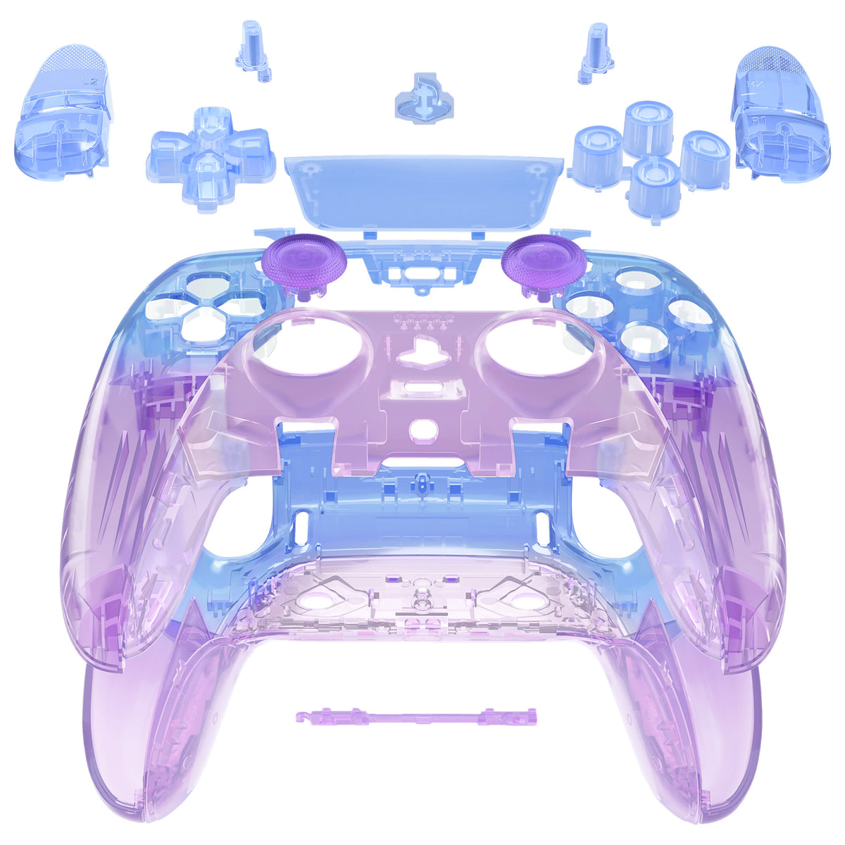 eXtremeRate Replacement Full Set Shells with Buttons Compatible with PS5 Edge Controller - Gradient Translucent Bluebell