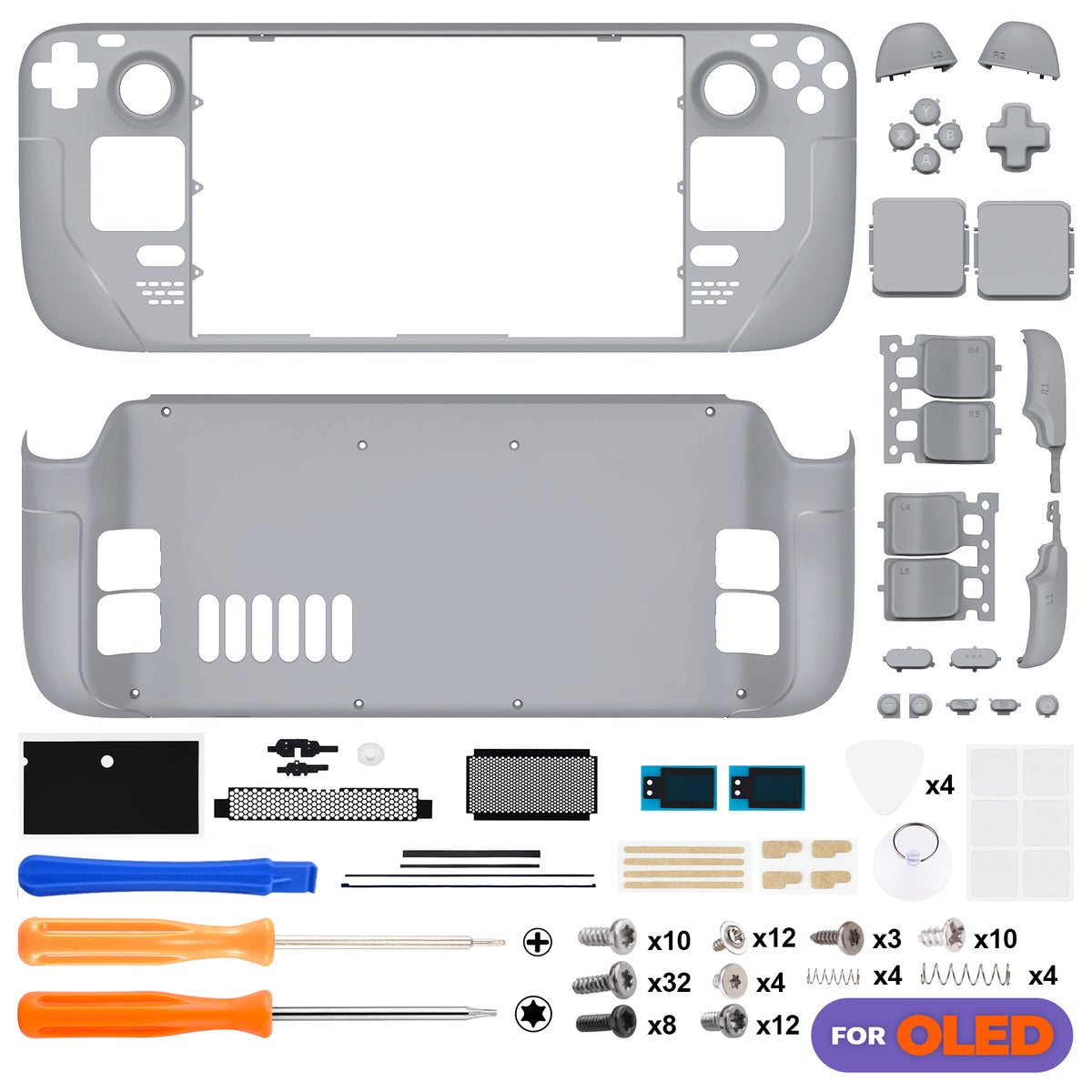 eXtremeRate Replacement Full Set Shell with Buttons for Steam Deck OLED - New Hope Gray