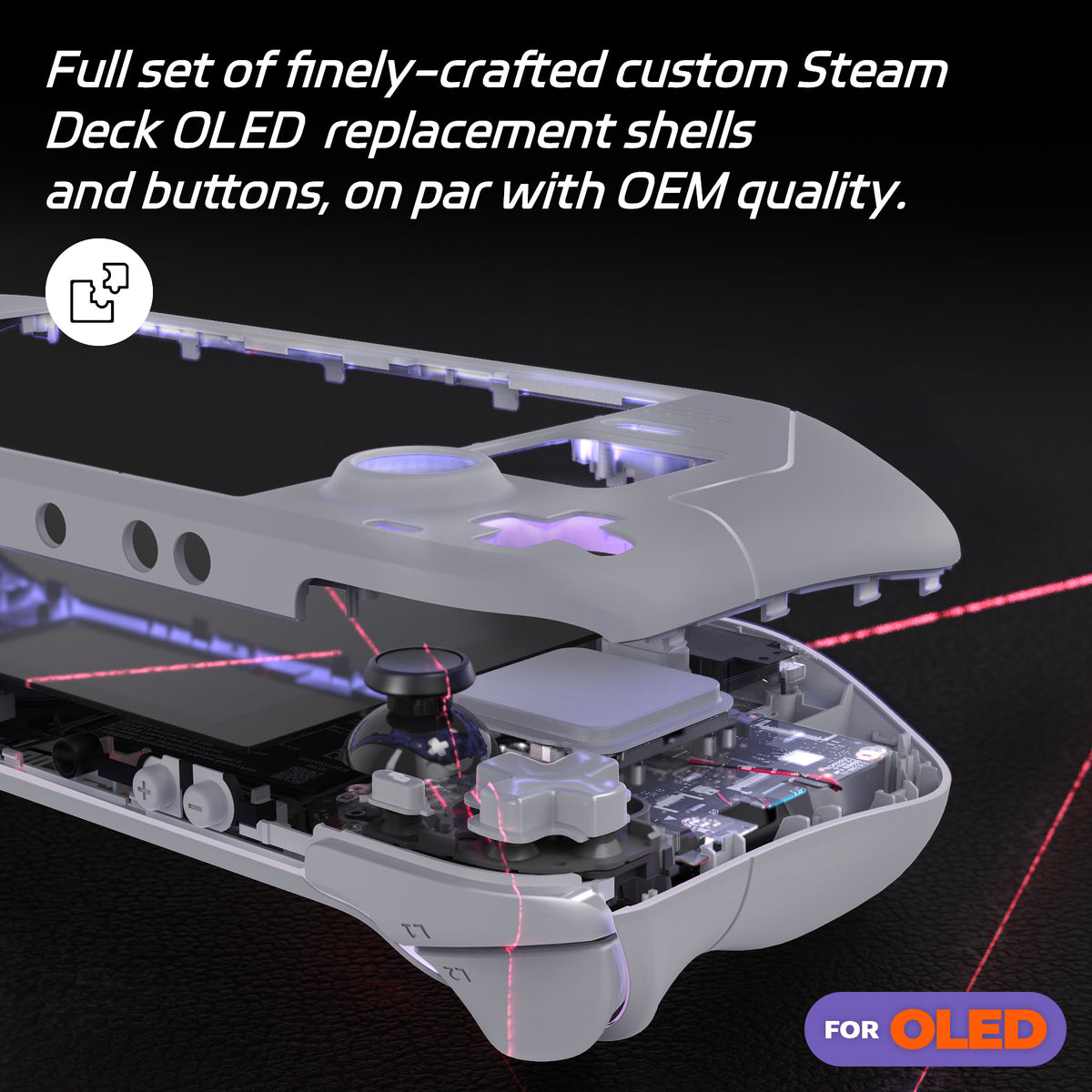 eXtremeRate Replacement Full Set Shell with Buttons for Steam Deck OLED - New Hope Gray